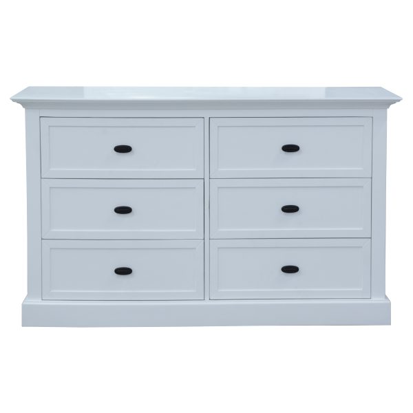 Beechworth Dresser 6 Chest of Drawers Pine Wood Storage Cabinet Hampton – White