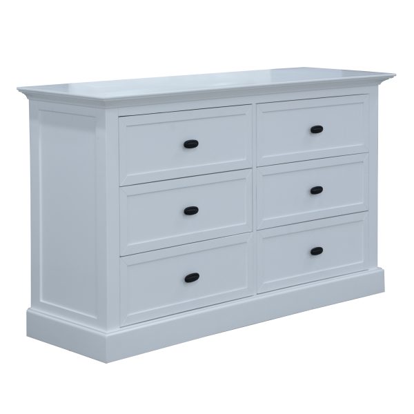 Beechworth Dresser 6 Chest of Drawers Pine Wood Storage Cabinet Hampton – White