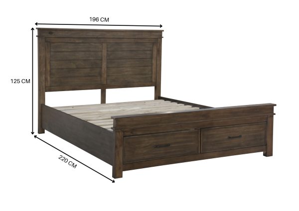 Fitzroy 4pc Suite Bedside Tallboy Bedroom Furniture Package – Rustic Grey – KING