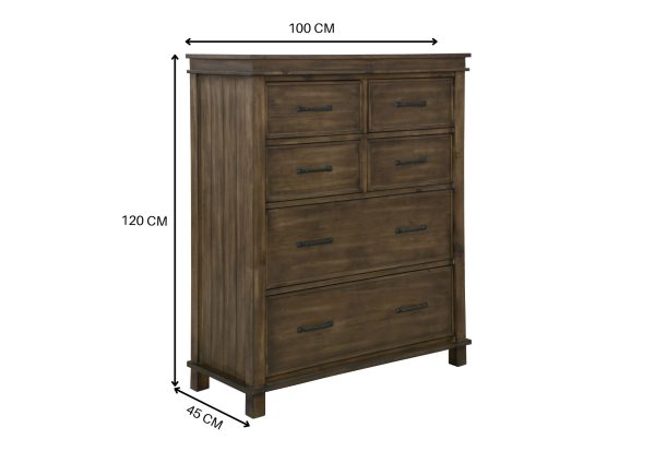 Fitzroy 4pc Suite Bedside Tallboy Bedroom Furniture Package – Rustic Grey – KING