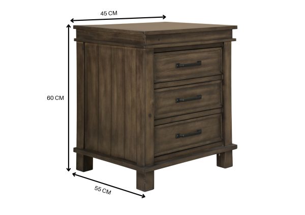 Fitzroy 4pc Suite Bedside Tallboy Bedroom Furniture Package – Rustic Grey – KING