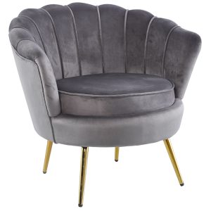 Bloomer Velvet Fabric Accent Sofa Love Chair – Grey, 1 x Sofa Chair