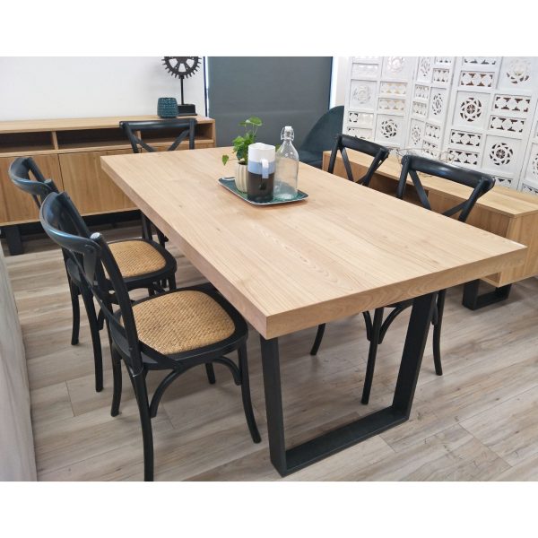 Petunia  Dining Table Set Cross Back Chair Elm Timber Wood Metal Leg – 7