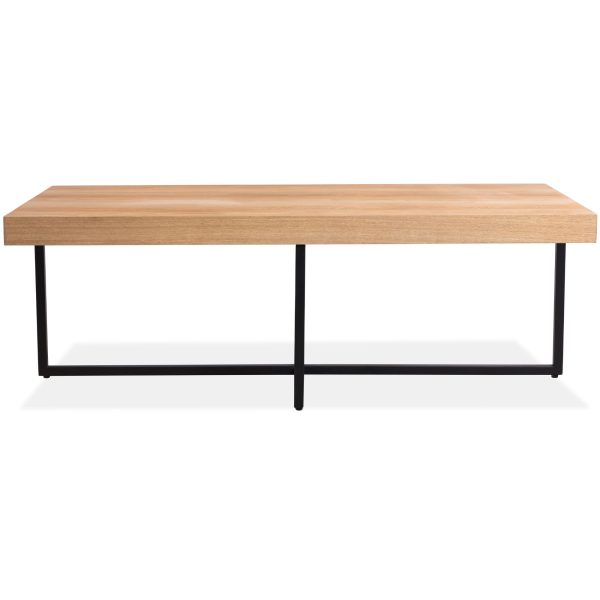 Petunia  Coffee Table 120cm Elm Timber Wood Black Metal Leg – Natural