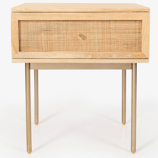 Tanque Bedside Table Drawer Storage Cabinet Solid Mango Wood Rattan