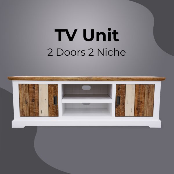 Davie ETU Entertainment TV Unit 2 Door Solid Acacia Timber – Multi Color – 180x50x60 cm