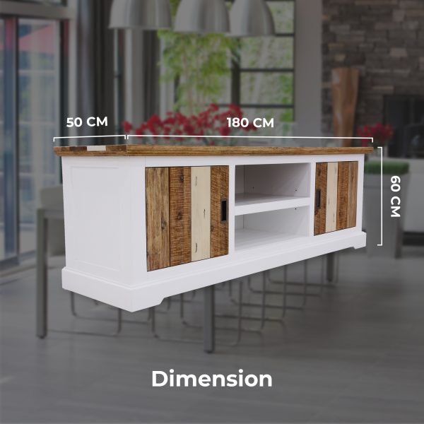 Davie ETU Entertainment TV Unit 2 Door Solid Acacia Timber – Multi Color – 180x50x60 cm