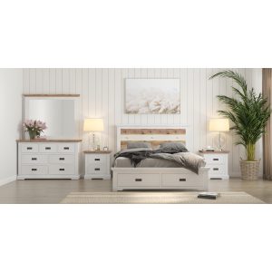 Barna Bed Frame Suite Bedside Dresser Furniture Package - Multi Color