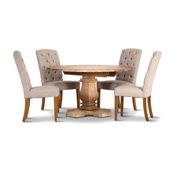 Gloriosa Dining Set Table 10 Beige Chair Mango Wood – Honey Wash – 5