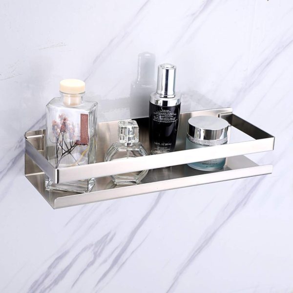 Bathroom Shower Shelf Kitchen Rack Storage Shelves Shampoo Holder Organizer – Silver