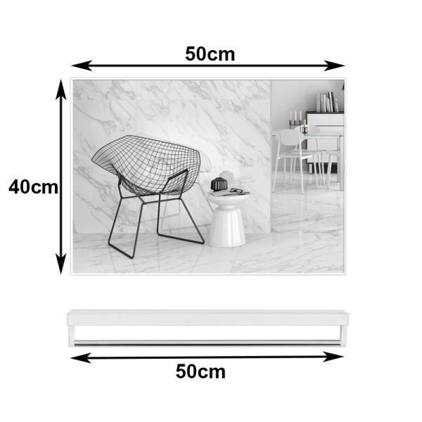 40x50cm Rectangle Wall Bathroom Mirror Bathroom Holder Vanity Mirror Corner Decorative Mirrors – White