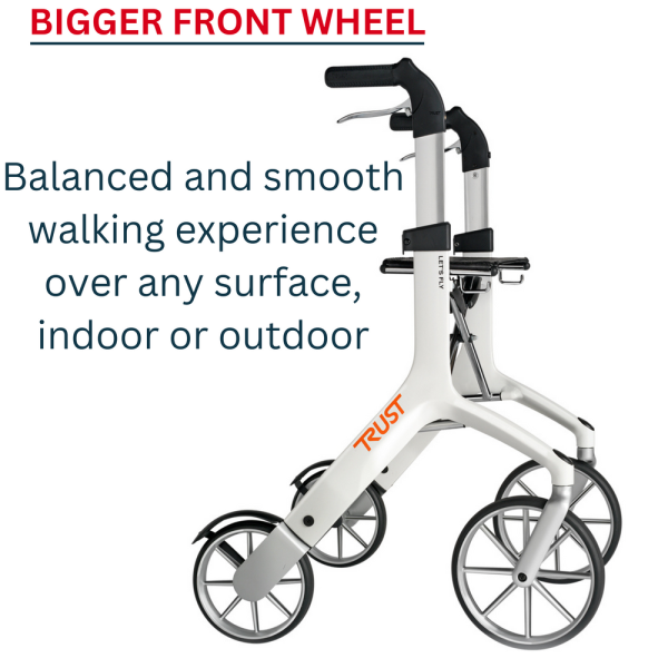 Let’s Fly Mobility Rollator Wheelie Walker – White