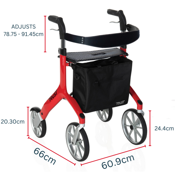 Let’s Fly Mobility Rollator Wheelie Walker – Red