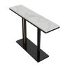 Interior Ave – Bronte Dual Layer Marble Stone Console – Marble & Black – Multicolour and Black