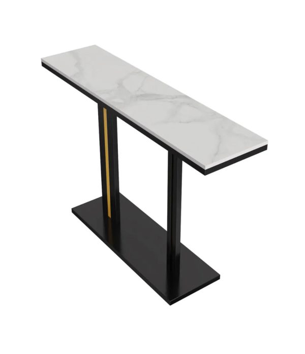 Interior Ave – Bronte Dual Layer Marble Stone Console – Marble & Black – Multicolour and Black