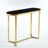 Designer Giselle Black Glass & Brushed Gold Console Table