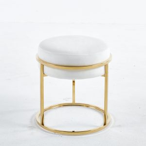 Soho White Velvet & Gold Ottoman Footstool