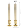 3 Pack Taper Stick White Battery Candle – Natural Flame Light Colour No Flicker – Gold Stand Base