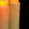 3 Pack Taper Stick White Battery Candle – Natural Flame Light Colour No Flicker – Gold Stand Base