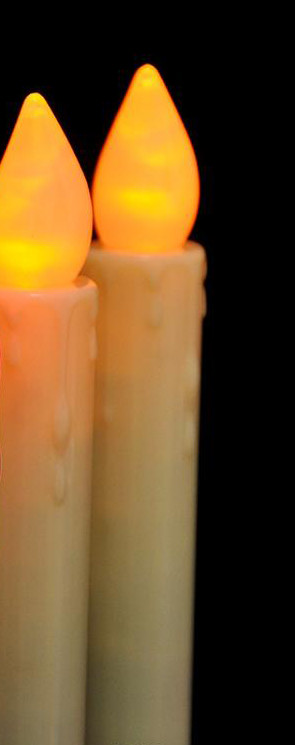 3 Pack Taper Stick White Battery Candle – Natural Flame Light Colour No Flicker – Gold Stand Base