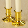 3 Pack Taper Stick White Battery Candle – Natural Flame Light Colour No Flicker – Gold Stand Base