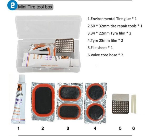 14pcs Bicycle Repair Tool Kit Bag Strap to Frame – ROCKBROS Pump Hex Wrench Patch for Bike Tyre Tools