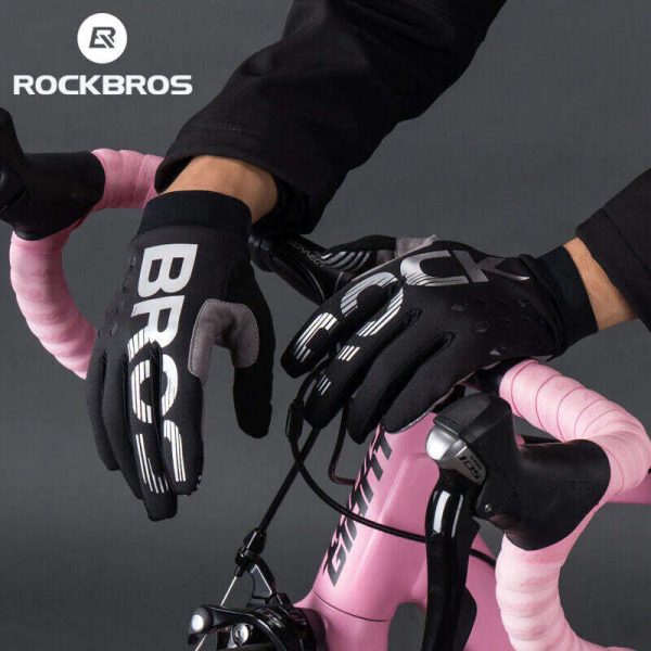 MTB Gloves for Mountain Road Bike Breathable Winter Autumn Spring Cycling Camping Running Outdoor Sport Rockbros – Medium