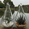 4 Pack of Hanging Clear Glass Tealight Candle Holder Tear Drop Pear Hour Glass Shape – 20cm High Terrarium Plant Mini Garden Holder Decoration Craft Gift