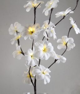 1 Set of 50cm H 20 LED White Frangipani Tree Branch Stem Fairy Light Wedding Event Party Function Table Vase Centrepiece Decoration