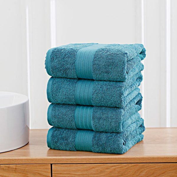 4 Piece Cotton Bath Towels Set – Blue