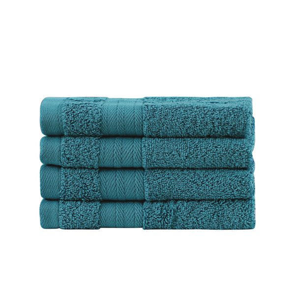 Bath Towel Set – 4 Piece Cotton Washcloths – Blue