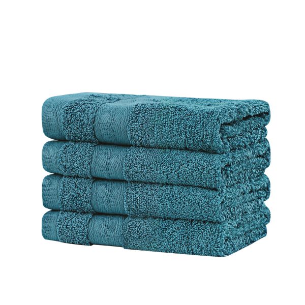 Bath Towel Set – 4 Piece Cotton Washcloths – Blue