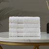 Bath Towel Set – 4 Piece Cotton Washcloths – White