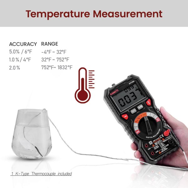 KAIWEETS Digital Multimeter TRMS 6000 Counts Voltmeter Auto-Ranging Fast Accurately Measures Voltage Current Amp Resistance Diodes Continuity Duty-Cyc