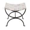 Small Black Dining Bench Seat with Woven Stainless Steel Top