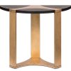 Contemporary Half Round Brass and Black Hallway Console Table