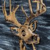 Decorative Deer 3D Wood Metal Wall Art Decor in Blue and Rusty Gold