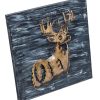 Decorative Deer 3D Wood Metal Wall Art Decor in Blue and Rusty Gold