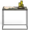 Rogerstone Black Sofa Side Table with Textured Wood Top