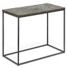 Rogerstone Black Sofa Side Table with Textured Wood Top