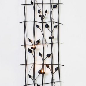 Leaf Style Black Tealight Candle Holders Wall Art Decor