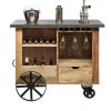 Industrial Style Wooden Bar Cart Drinks Trolley