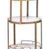 French Brass Round 3-tier White Marble Serving Drinks Trolley Bar Cart