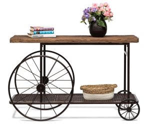 Industrial Style Hallway Console Table with Railway Sleeper Wood Top