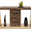 Contemporary Brass Wooden Z-Shaped Hallway Console Table with Drawers