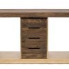 Contemporary Brass Wooden Z-Shaped Hallway Console Table with Drawers