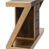 Contemporary Brass Wooden Z-Shaped Hallway Console Table with Drawers