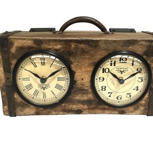 Table Clock - Brick Mould Dual Dial