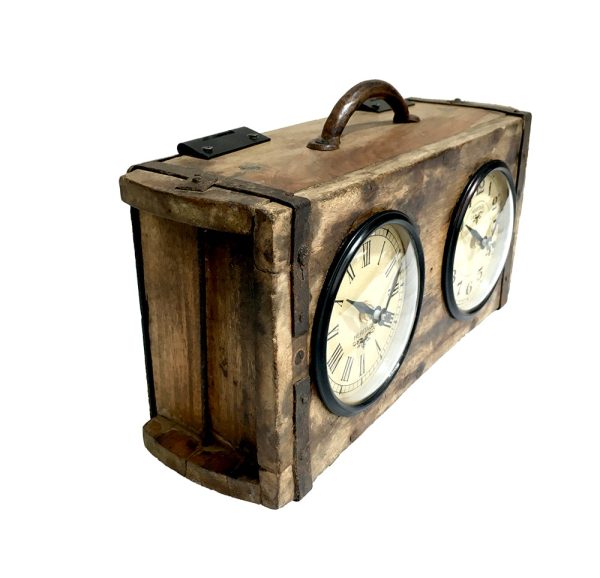 Table Clock – Brick Mould Dual Dial