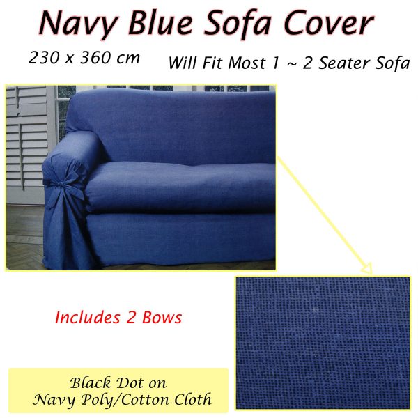 Navy Blue Dots Sofa Cover 1 to 2 Seater 230 X 360cm